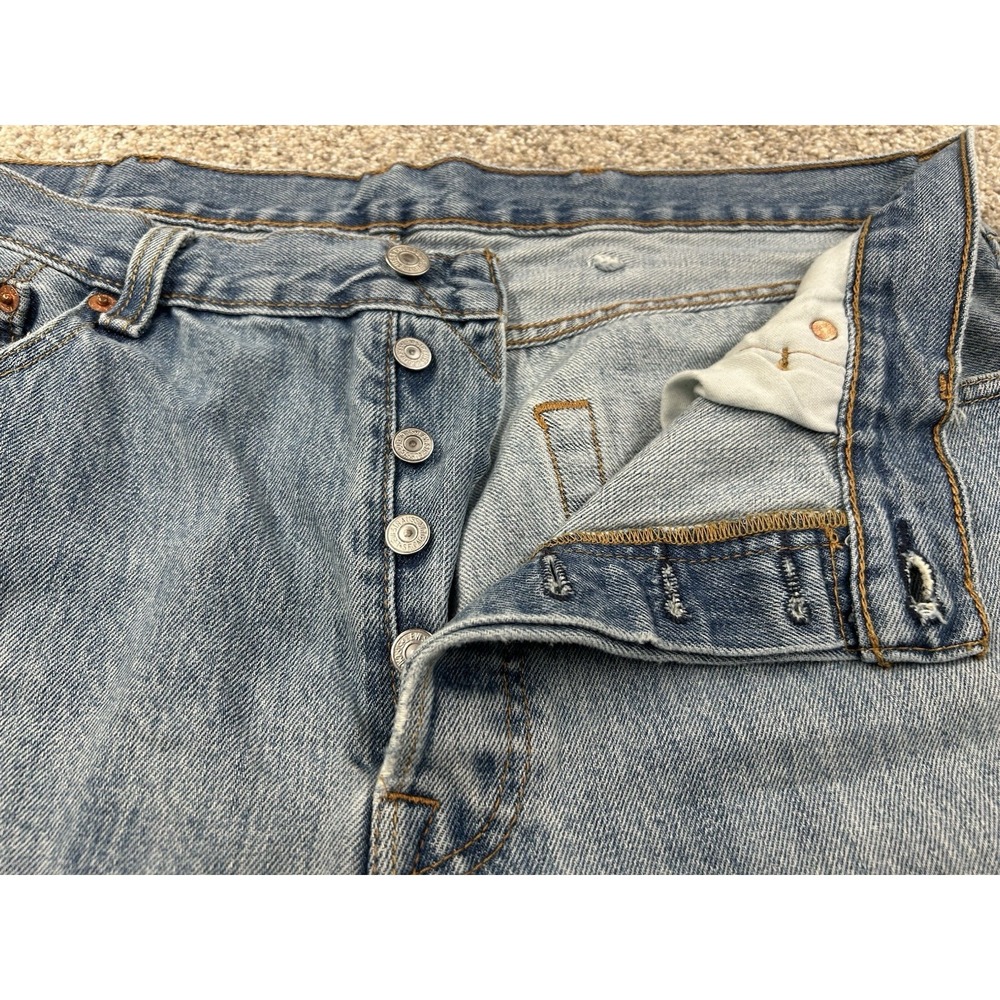 Levis 501 Jeans Mens 38x30 Blue Relaxed Straight Leg Button Fly